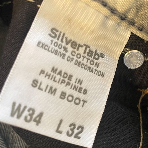 Vintage Levi’s SilverT ab Slim Boot Men's Jeans Blue Leather Trim Studded 34x32 - Picture 6 of 10